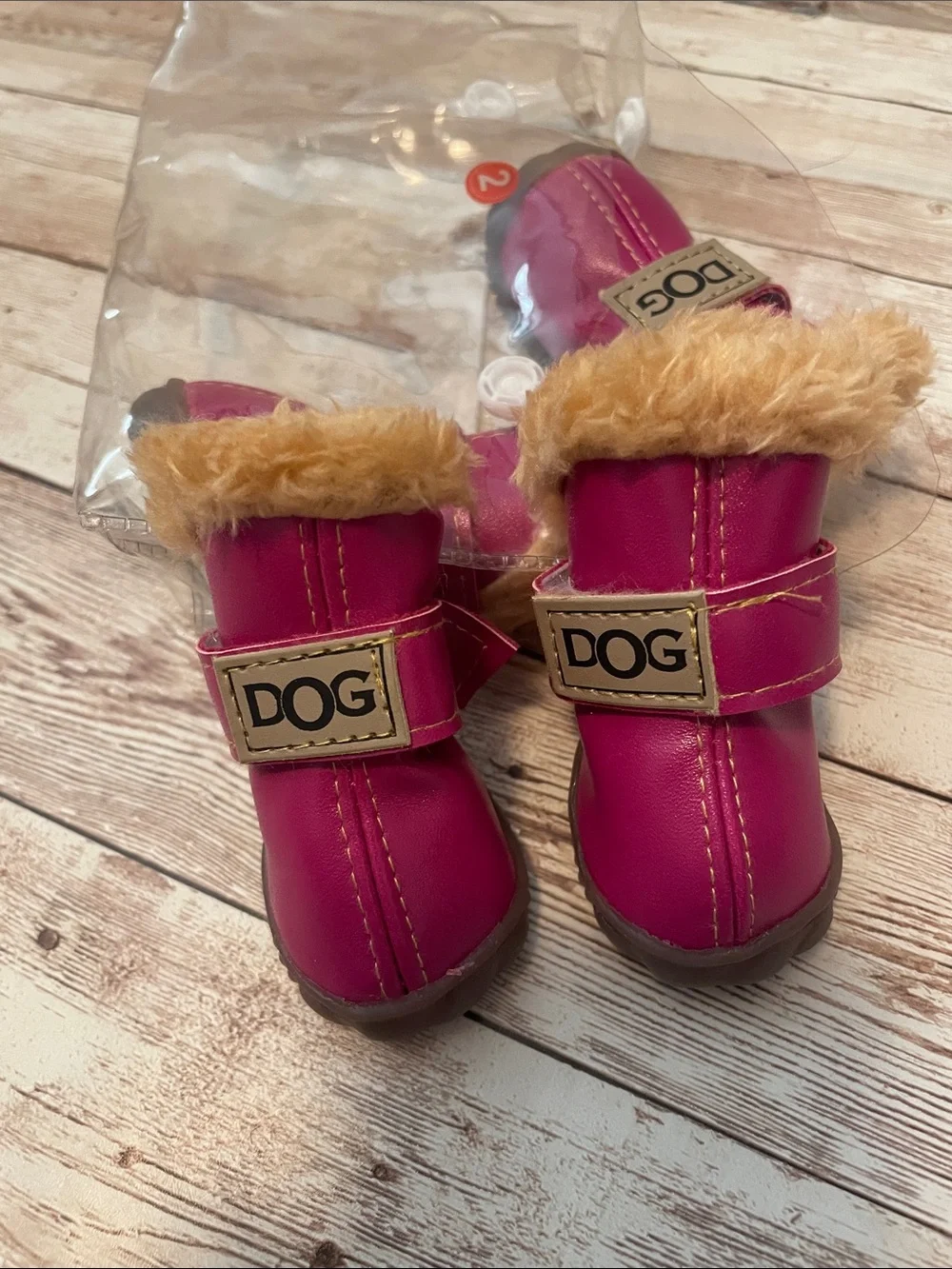 Pink Faux-Fur Lined Dog Boots - Set of 4